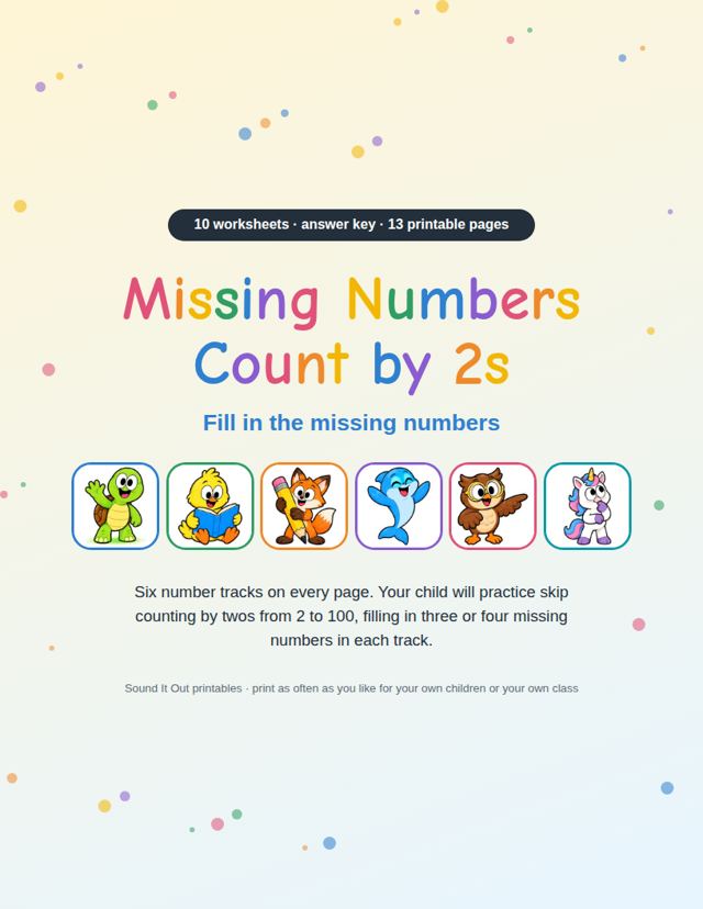 Missing Numbers Count by 2s: sample page 1