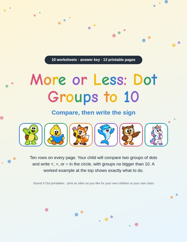 More or Less: Dot Groups to 10: sample page 1