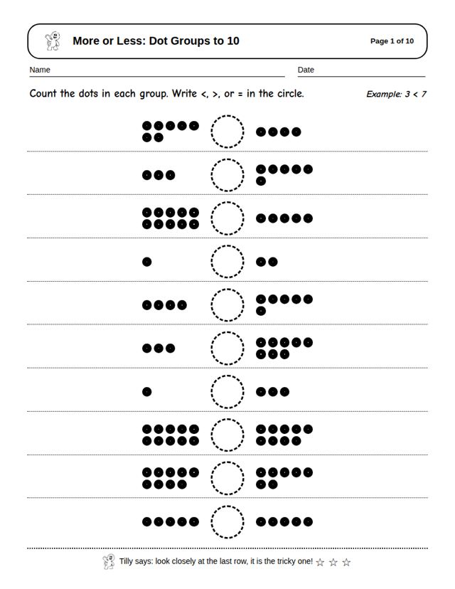 More or Less: Dot Groups to 10: sample page 4