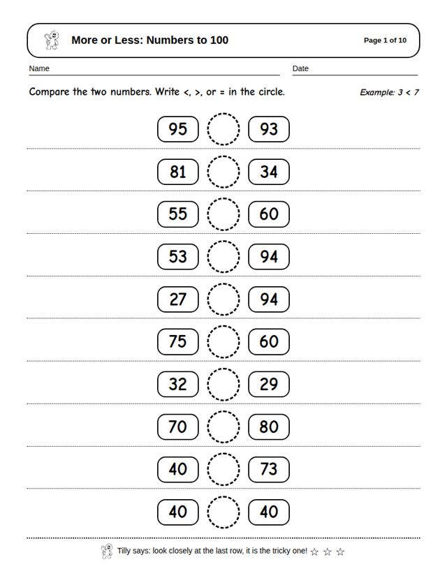 More or Less: Numbers to 100: sample page 4