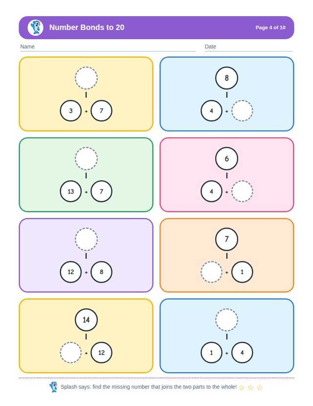 Number Bonds Bundle: sample page 4