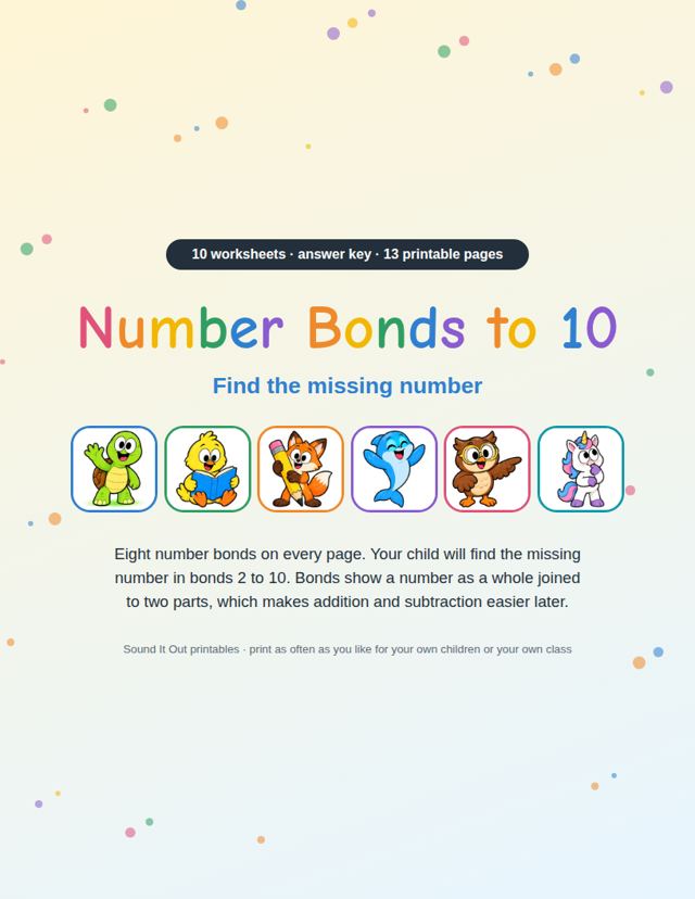 Number Bonds to 10: sample page 1