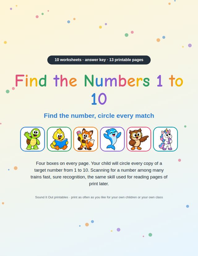 Find the Numbers 1 to 10: sample page 1
