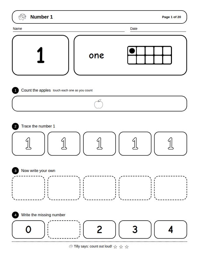 Numbers 1 to 20: sample page 4