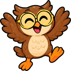Hoot the owl cheering