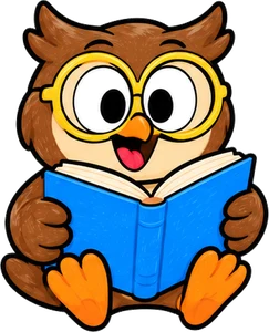 Hoot the owl reading a book