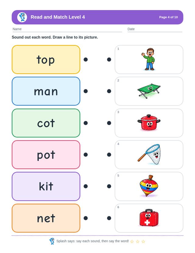 Read and Match Level 4: sample page 3