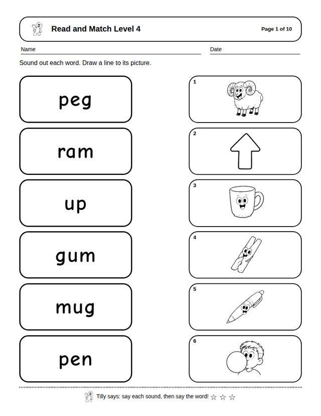 Read and Match Level 4: sample page 4