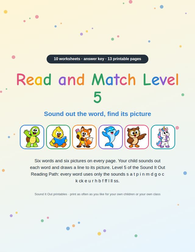 Read and Match Level 5: sample page 1
