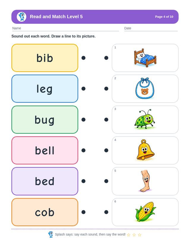 Read and Match Level 5: sample page 3