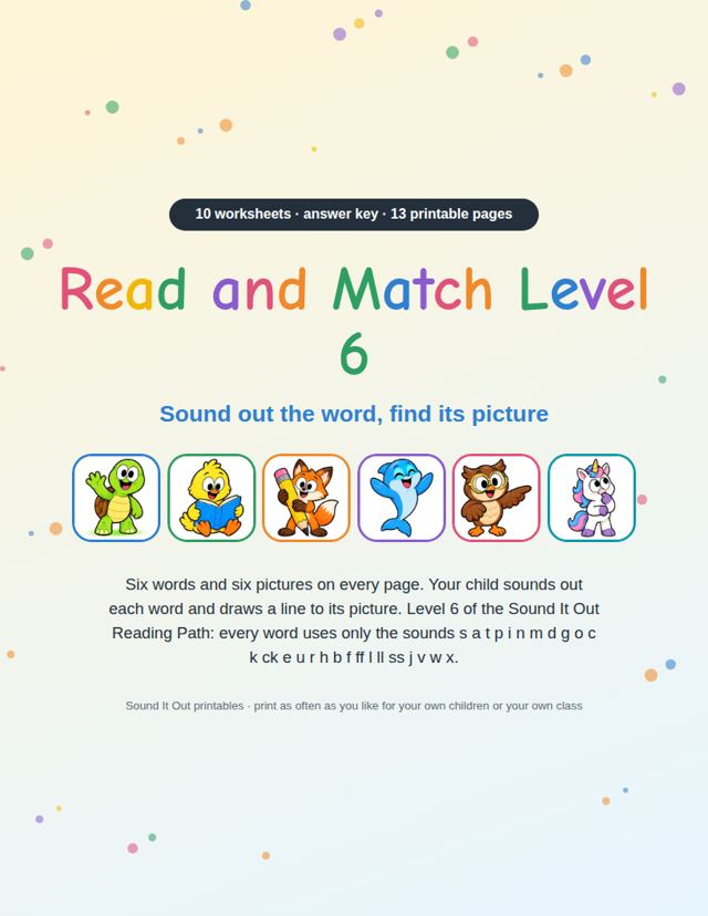 Read and Match Level 6: sample page 1