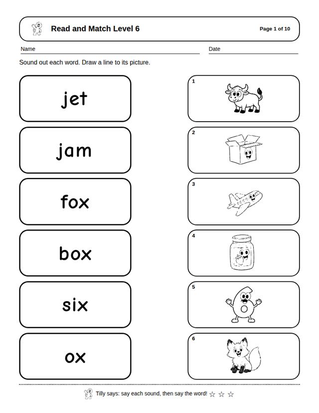 Read and Match Level 6: sample page 4