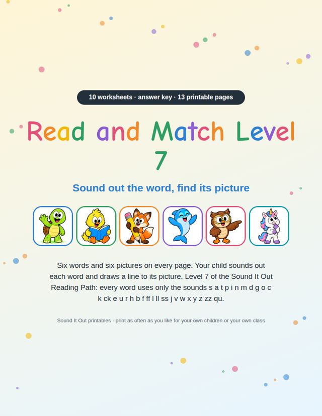 Read and Match Level 7: sample page 1