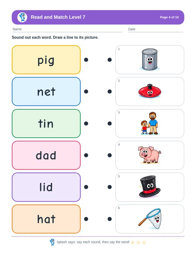 Read and Match Level 7: sample page 3