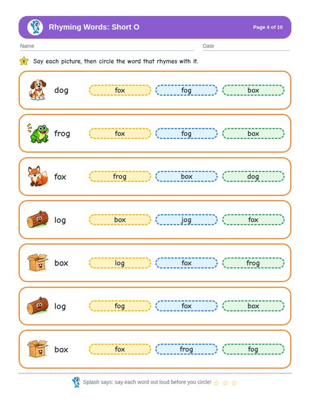 Rhyming Words Bundle: sample page 4