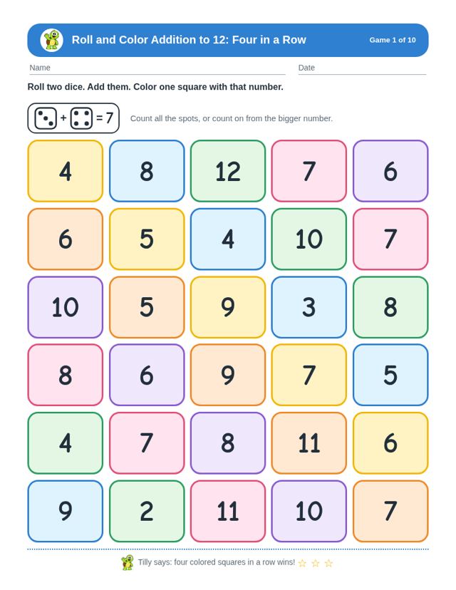 Roll and Color Addition to 12 sample page