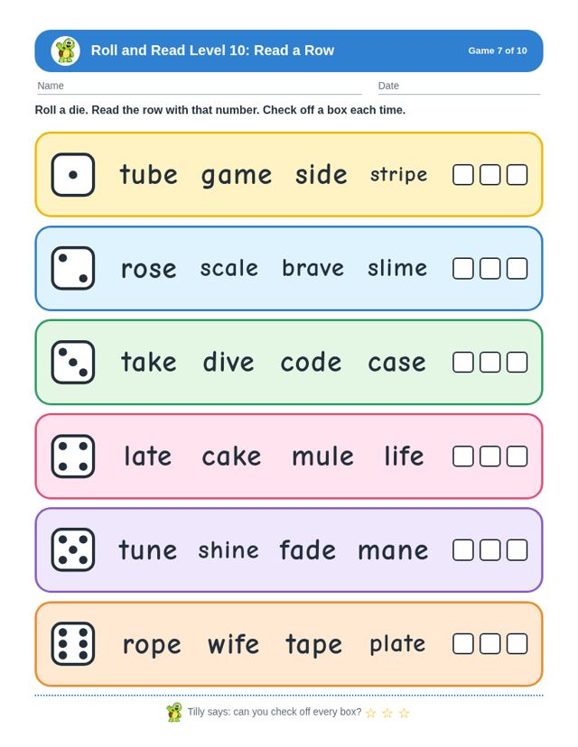 Roll and Read Level 10: sample page 3