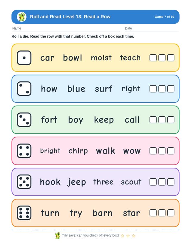 Roll and Read Level 13 free sample page