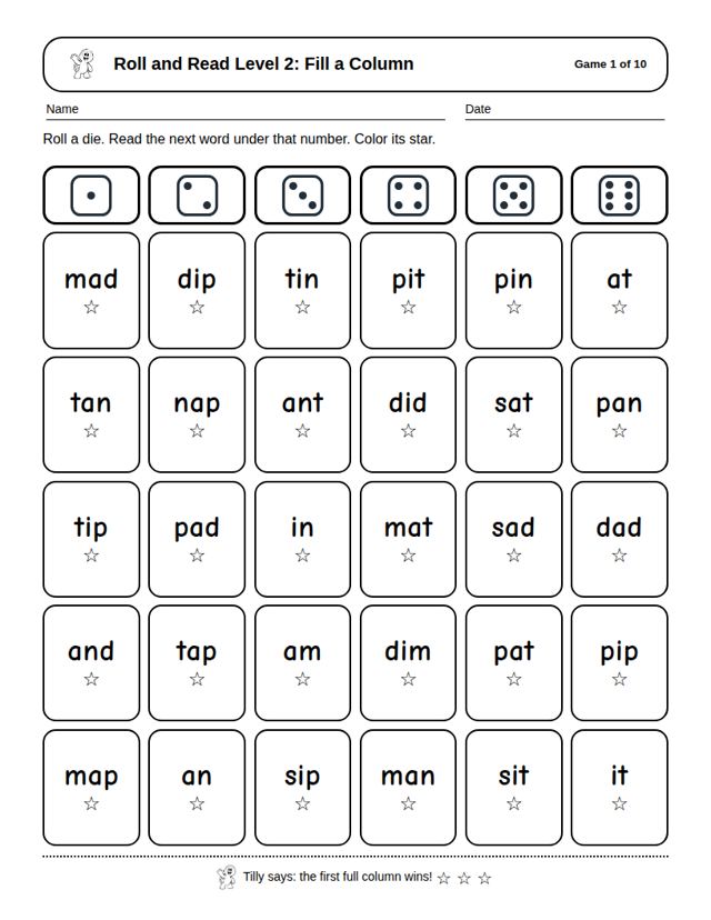 Roll and Read Level 2: sample page 4