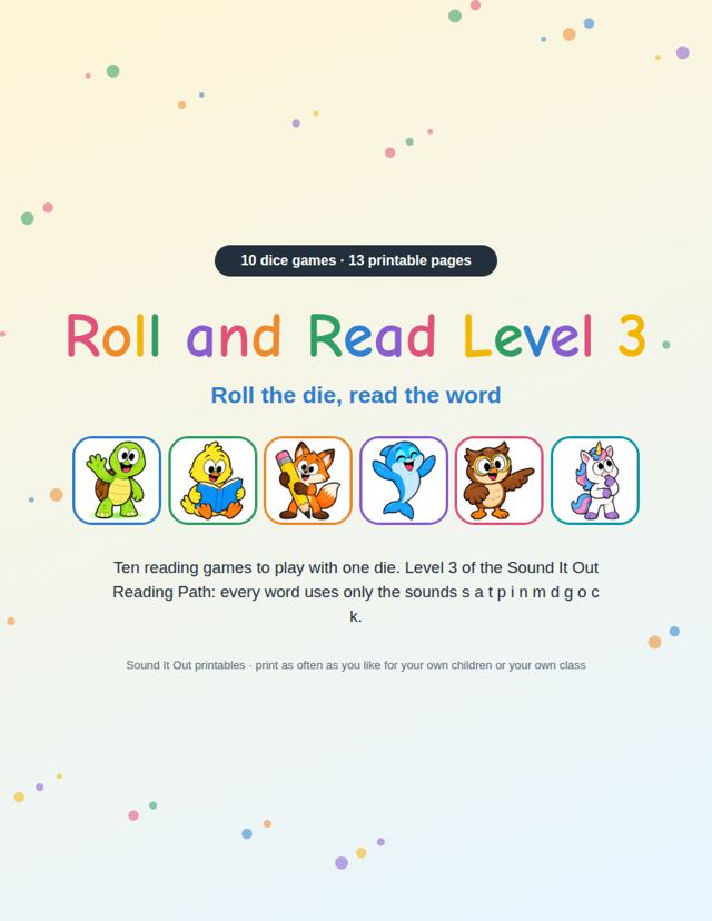 Roll and Read Level 3: sample page 1