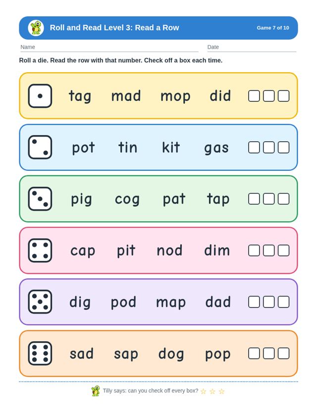 Roll and Read Level 3: sample page 3