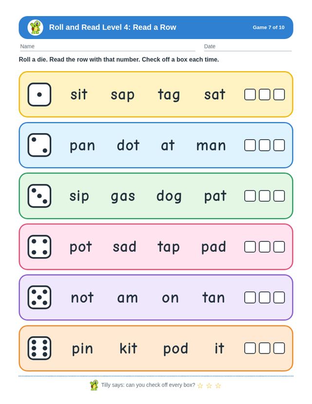 Roll and Read Level 4: sample page 3