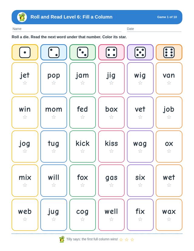 Roll and Read Level 6 free sample page