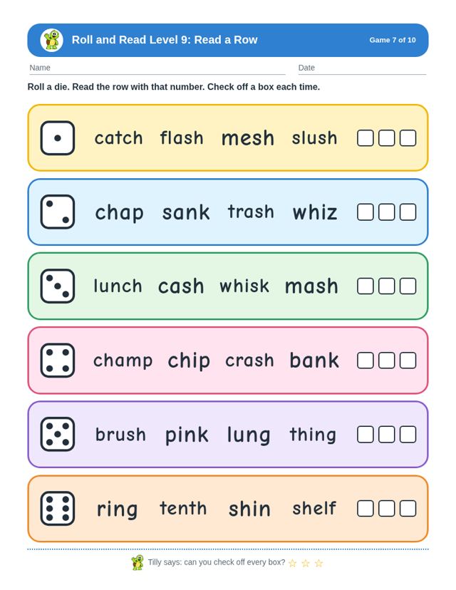 Roll and Read Level 9 free sample page
