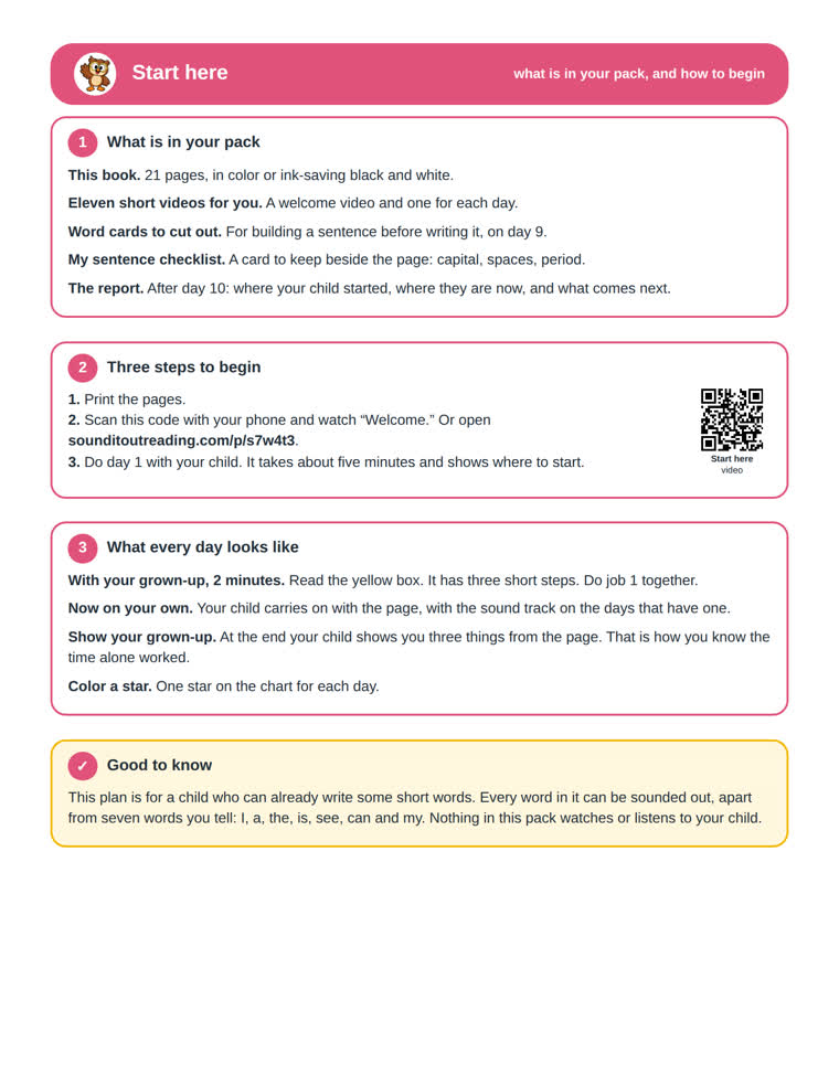The start here page
