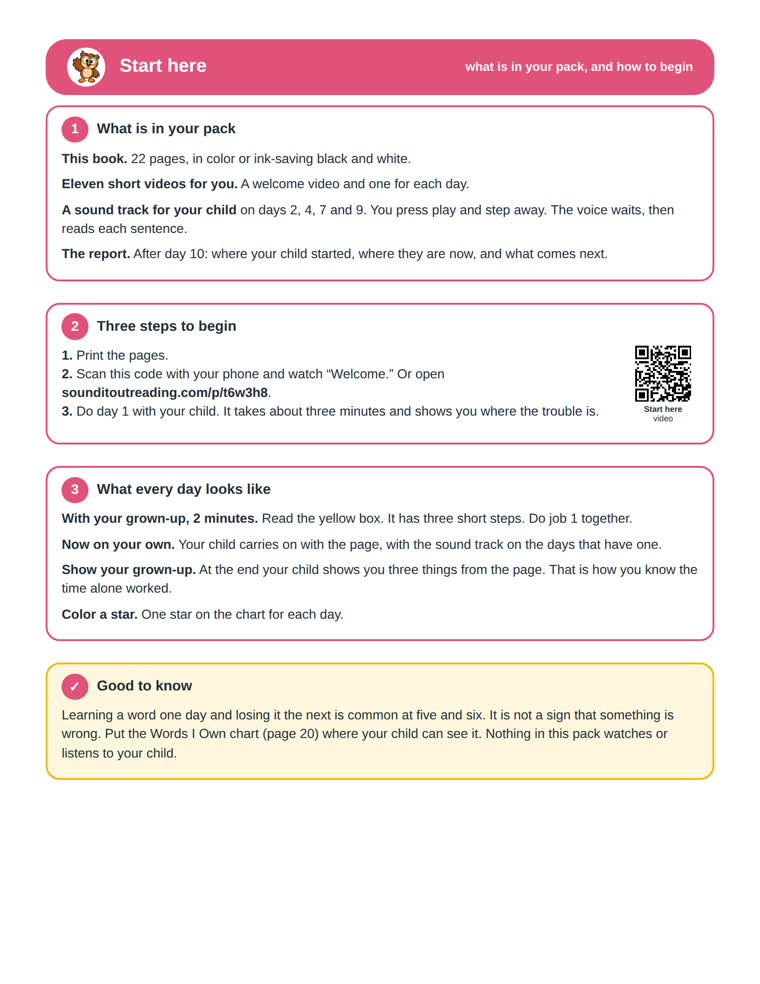 The start here page