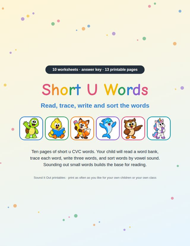 Short U Words: sample page 1