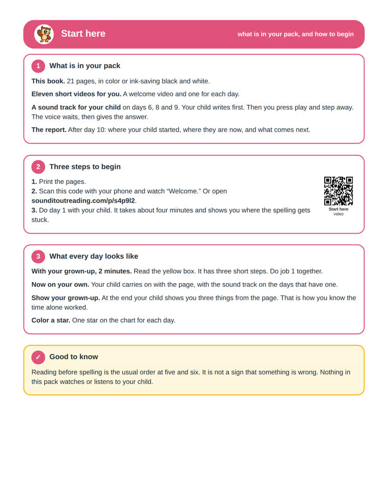 The start here page