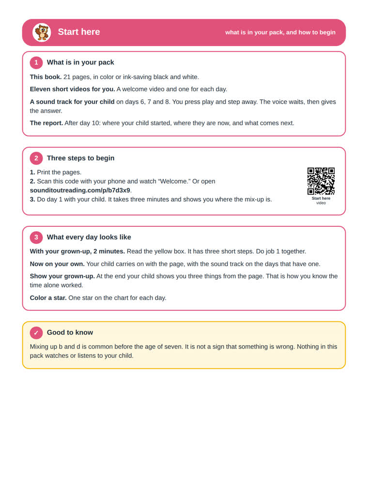 The start here page
