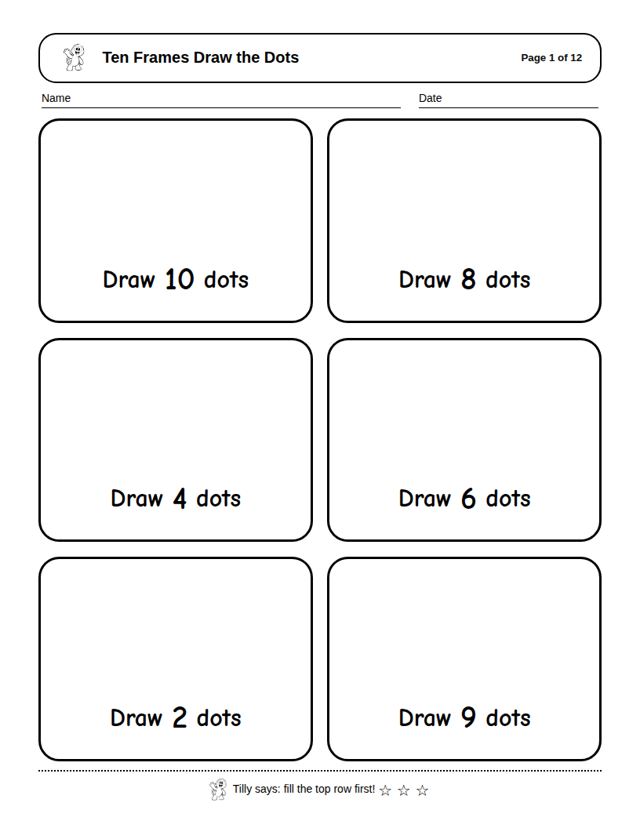 Ten Frames Draw the Dots: sample page 4