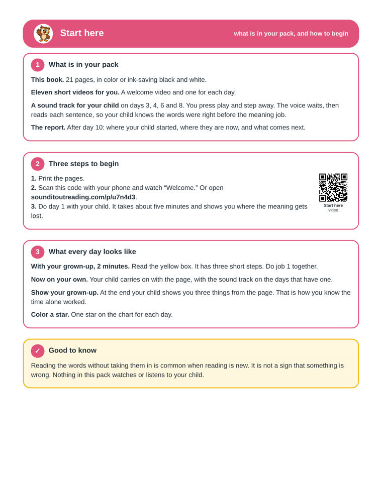 The start here page