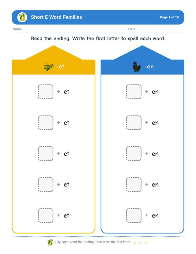 Word Family Houses Bundle sample page