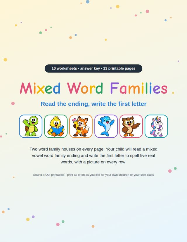 Mixed Word Families: sample page 1