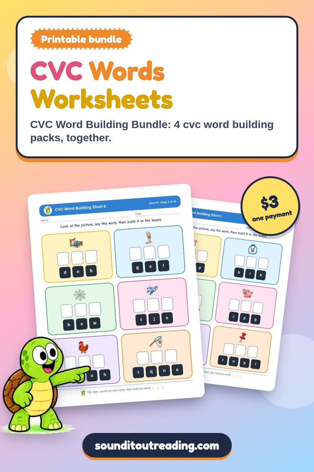 CVC Words Worksheets: pages from CVC Words Worksheets by Sound It Out