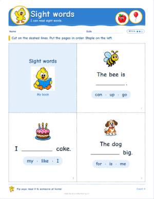 Kindergarten mini books: Sight words (RF.K.3c)