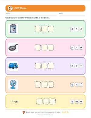 CVC word generator: The -an family