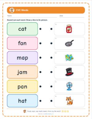 Short A CVC Words Worksheets: the sheet this page makes