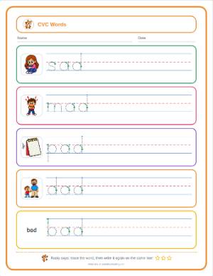CVC word generator: The -ad family