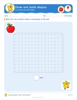 Kindergarten work mats: Draw and build shapes (K.G.B.5)