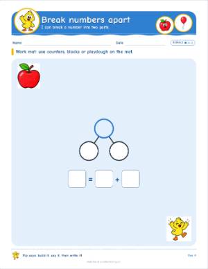 Kindergarten work mats: Break numbers apart (K.OA.A.3)
