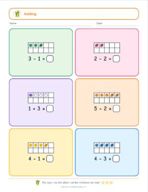 Ten Frame Addition and Subtraction Worksheets: the sheet this page makes