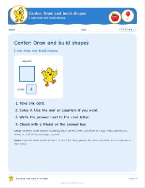 Kindergarten centers: Draw and build shapes (K.G.B.5)