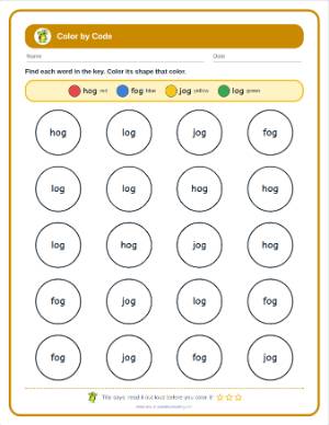 Color by sight word generator: The -og family