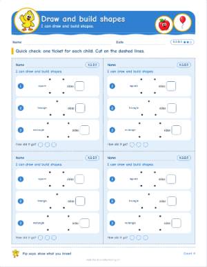 Kindergarten exit tickets: Draw and build shapes (K.G.B.5)