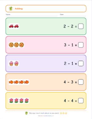 Addition and subtraction worksheet generator: Taking away