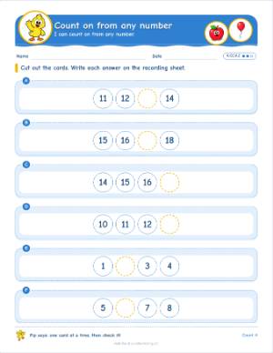 Kindergarten task cards: Count on from any number (K.CC.A.2)